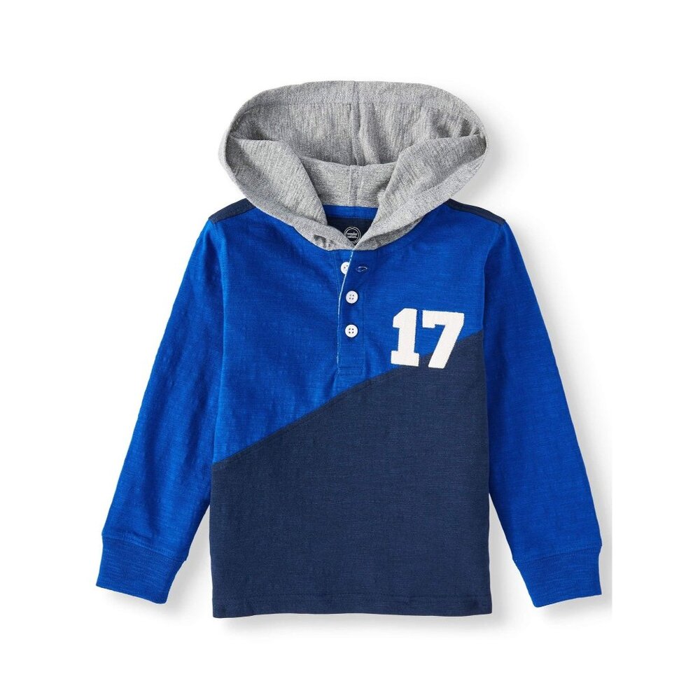 Wonder Nation Toddlers Blue Gray Long-Sleeve Pullover Jersey Hoodie Size 2T